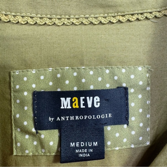Maeve by Anthropologie Green Button Up Shirt High Low Pocket M Minimalist Casual - Picture 4 of 12